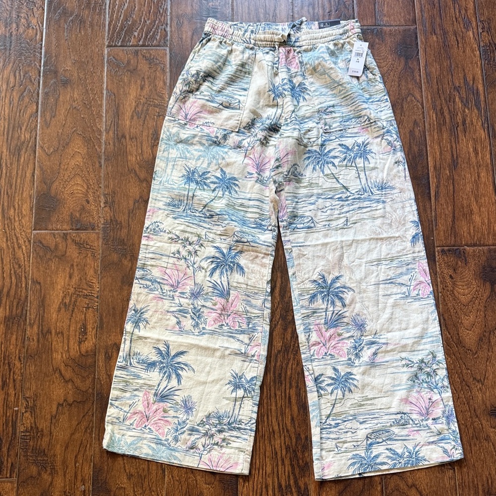 NWT!! GAP Kids girls Tropical Wide-Leg Linen Blend Pants in size XL/12 - Picture 2 of 10